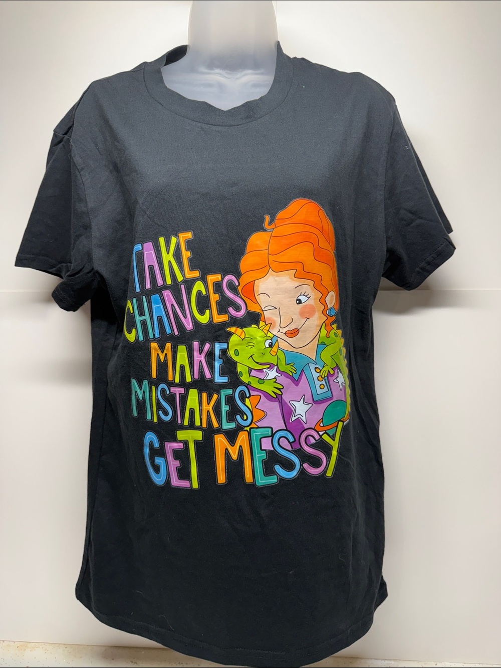 Black Kids' Graphic Tee - Colorful 'Take Chances' Motivational Print